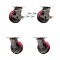 thumbnail image 1 of 5 Inch 316SS Poly on Aluminum Caster Set w/Ball Bearings 4 Swivel Locks 2 Brakes, 1 of 2