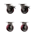 thumbnail image 1 of 5 Inch 316SS Poly on Aluminum Caster Set w/Roller Bearings 2 Brakes 2 Rigid SCC, 1 of 2