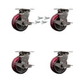 thumbnail image 1 of 5 Inch 316SS Poly on Aluminum Caster Set with Delrin Bearings& Brake/Swivel Lock, 1 of 2