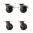 thumbnail image 1 of 5 Inch 316SS Polyurethane Caster Set with Ball Bearings 2 Swivel Locks 2 Brakes, 1 of 2