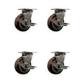 thumbnail image 1 of 5 Inch 316SS Polyurethane Swivel Caster Set with Delrin Bearings and Brakes SCC, 1 of 2