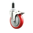 thumbnail image 1 of 5 Inch 316SS Red Poly Swivel 1-1/8 Inch Expanding Stem Caster Lock Brake SCC, 1 of 2