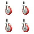 thumbnail image 1 of 5 Inch 316SS Red Polyurethane Swivel 1-1/4 Inch Expanding Stem Caster Set SCC, 1 of 2