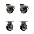 thumbnail image 1 of 5 Inch 316SS Rubber on Aluminum Caster Set w/Delrin Bearings 2 Brake 2 Rigid SCC, 1 of 2