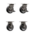 thumbnail image 1 of 5 Inch 316SS Rubber on Aluminum Caster Set w/Roller Bearings 2 Brake 2 Rigid SCC, 1 of 2