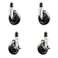 thumbnail image 1 of 5 Inch 316SS Soft Rubber Swivel 1-1/2 Inch Expanding Stem Caster Set 2 Brake SCC, 1 of 2