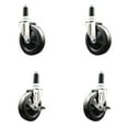 thumbnail image 1 of 5 Inch 316SS Soft Rubber Swivel 1-1/4 Inch Expanding Stem Caster Set 2 Brake SCC, 1 of 2