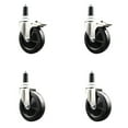 thumbnail image 1 of 5 Inch 316SS Soft Rubber Swivel 1-1/4 Inch Stem Caster Set 2 Lock Brake SCC, 1 of 2