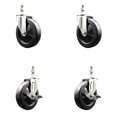 thumbnail image 1 of 5 Inch 316SS Hard Rubber Wheel Swivel 10mm Threaded Stem Caster Set 2 Brakes, 1 of 2