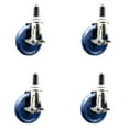 thumbnail image 1 of 5 Inch 316SS Solid Poly Swivel 1-1/8 Inch Expanding Stem Caster Set Brake SCC, 1 of 2