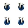 thumbnail image 1 of 5 Inch 316SS Solid Polyurethane Swivel Top Plate Caster Set 2 Lock Brake 2 Rigid, 1 of 2