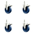 thumbnail image 1 of 5 Inch 316SS Solid Polyurethane Wheel Swivel 12mm Stem Caster Set Lock Brake, 1 of 2