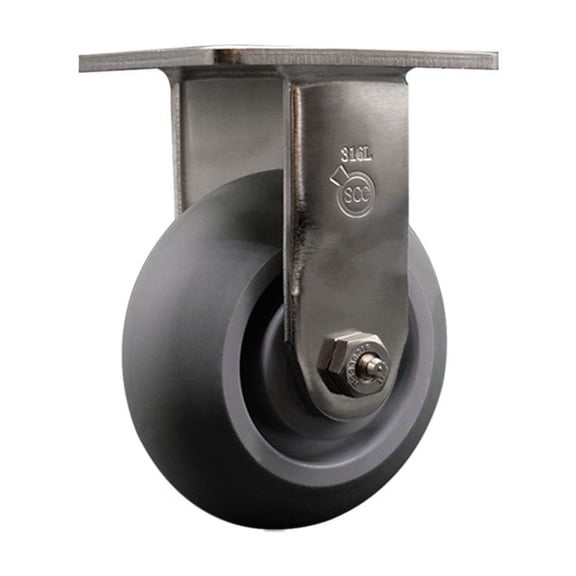 5 Inch 316SS Thermo Rubber Donut Tread Wheel Rigid Caster with Roller Bearing
