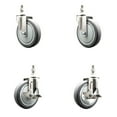 thumbnail image 1 of 5 Inch 316SS Thermoplastic Rubber 3/8 Inch Threaded Stem Caster Set 2 Brake SCC, 1 of 2