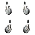 thumbnail image 1 of 5 Inch 316SS Thermoplastic Rubber Swivel 1-1/2 Inch Stem Caster Set 2 Brake SCC, 1 of 2