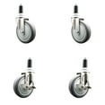 thumbnail image 1 of 5 Inch 316SS Thermoplastic Rubber Swivel 1-1/4 Inch Stem Caster Set 2 Brake SCC, 1 of 2
