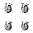 thumbnail image 1 of 5 Inch 316SS Thermoplastic Rubber Swivel Bolt Hole Caster Set with Lock Brake, 1 of 2