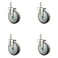 thumbnail image 1 of 5 Inch 316SS Thermoplastic Rubber Wheel Swivel 3/8 Inch Threaded Stem Caster Set, 1 of 2