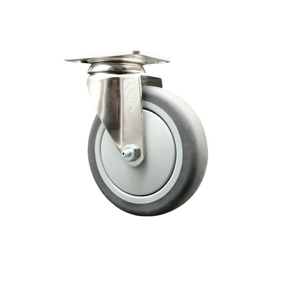 5 Inch 316SS Thermoplastic Rubber Wheel Swivel Top Plate Caster Service Caster
