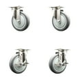 thumbnail image 1 of 5 Inch 316SS Thermoplastic Rubber Wheel Swivel Top Plate Caster Set 2 Brakes SCC, 1 of 2