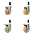 thumbnail image 1 of 5 Inch 316SS Yellow Poly Swivel 1-3/8 Inch Expanding Stem Caster Set Lock Brake, 1 of 1