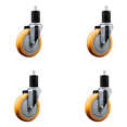 thumbnail image 1 of 5 Inch 316SS Yellow Polyurethane Swivel 1-3/4 Inch Expanding Stem Caster Set SCC, 1 of 1