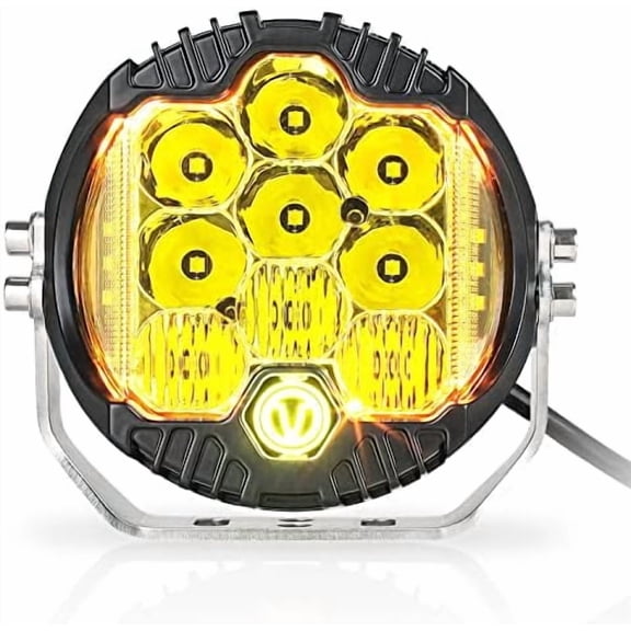 5 Inch 50W Amber Yellow LED Offroad Light, LED Driving Light Round Work Light Spot Flood Combo for Wrangler ATV Trucks SUV Pickup UTV 4x4, F150 - Pack of 1