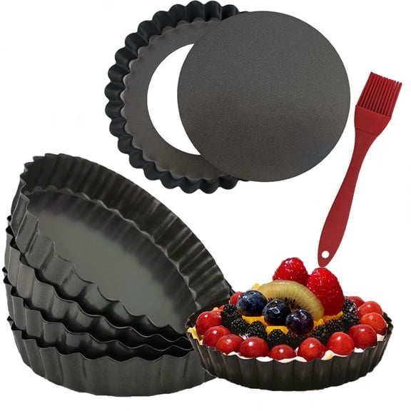 5 Inch -6pcs Round Nonstick Fluted Pie & Tart Pans, Mini Baking Molds