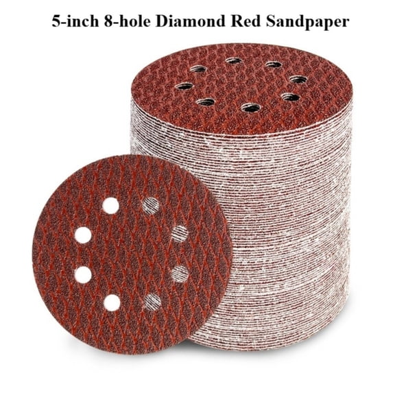 5-Inch 8-Hole Diamond Pattern Sanding Discs 130-Pack, Hook & Loop Orbital Sandpaper 40-600 Grit, Anti-Clog & Long-Lasting for Wood, Metal & Automotive