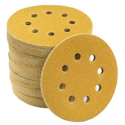 5-Inch 8-Hole Hook and Loop Sanding Discs 100-Grit Random Orbit ...
