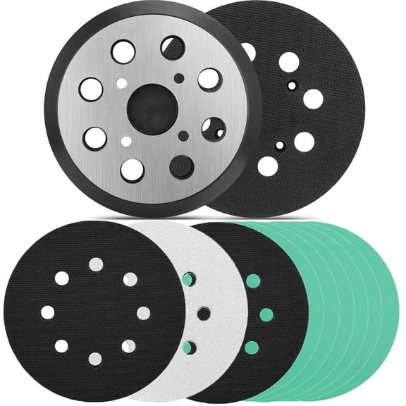 5 Inch 8 Hole Orbital Metal Sander Pad for Ryobi 2 Pack & Sander Foam Pad 3PCS & Festool Sandpapers 6 PCS