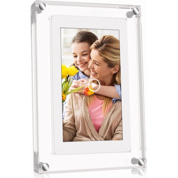 5 Inch Acrylic Video Picture Frame with 4GB Memory, Digital Motion Video Loop Player with Sound, Rechargeable Desktop Display for Home Decor,Desk Setup,Pet Memorial, No WiFi Needed