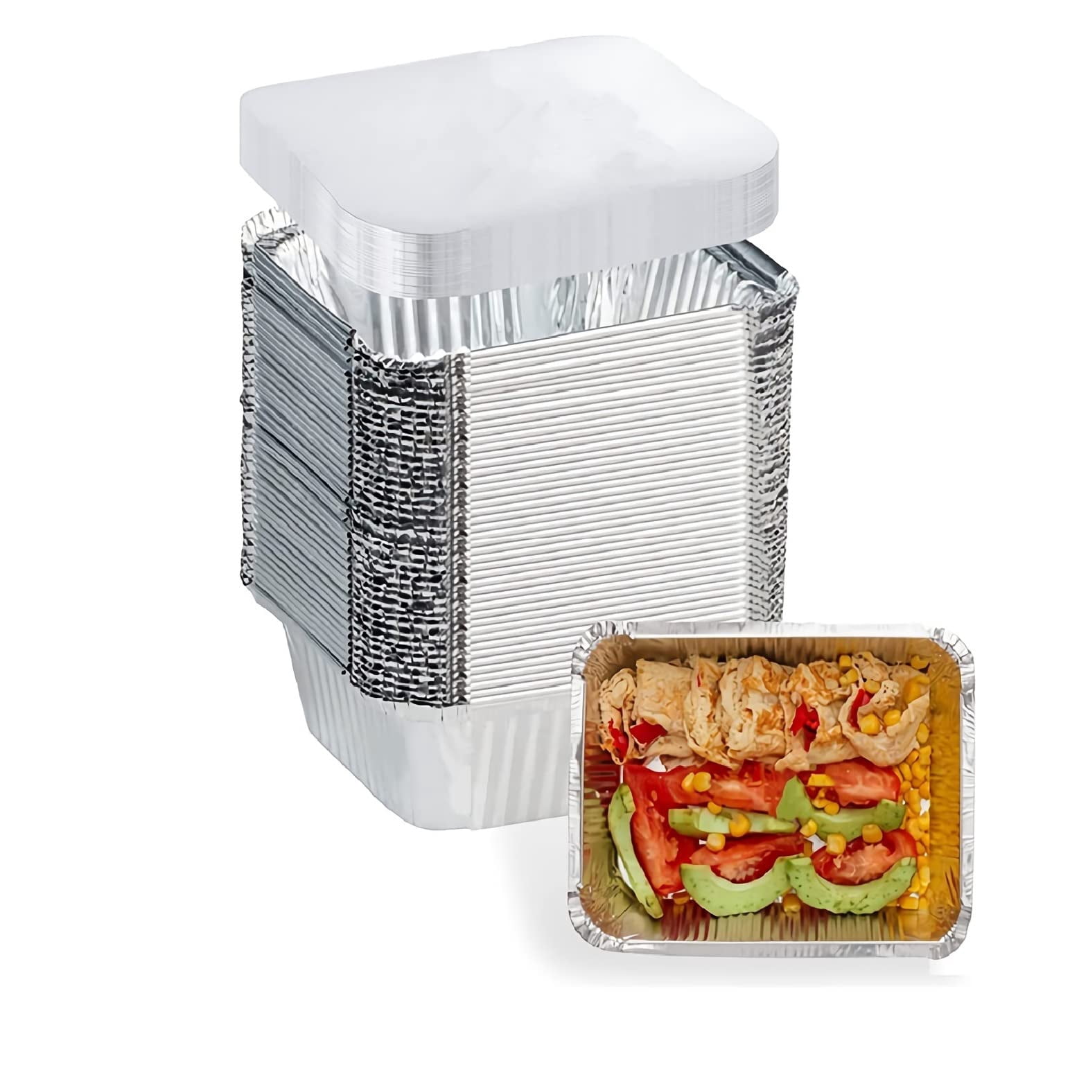 5 Inch Aluminum Pans with Cardboard Lids, 40 Pack Disposable Foil ...