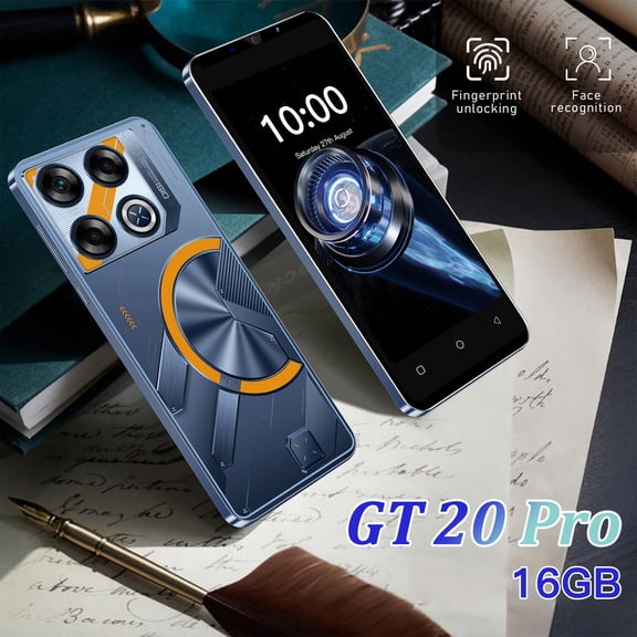 5 Inch Android 14 Smartphone 16GB, 4800mAh Battery Quad Core Processor, Dual SIM 4G Network Mobile Phone, 50MP Camera Face Unlock, Compact Gaming Phone with Case Film Charger Earphones