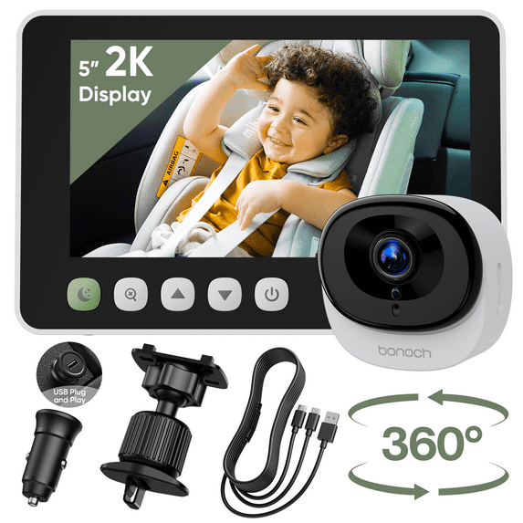 5 Inch Baby Car Montior with 2K Baby Car Camera Full Crystal Night Vision