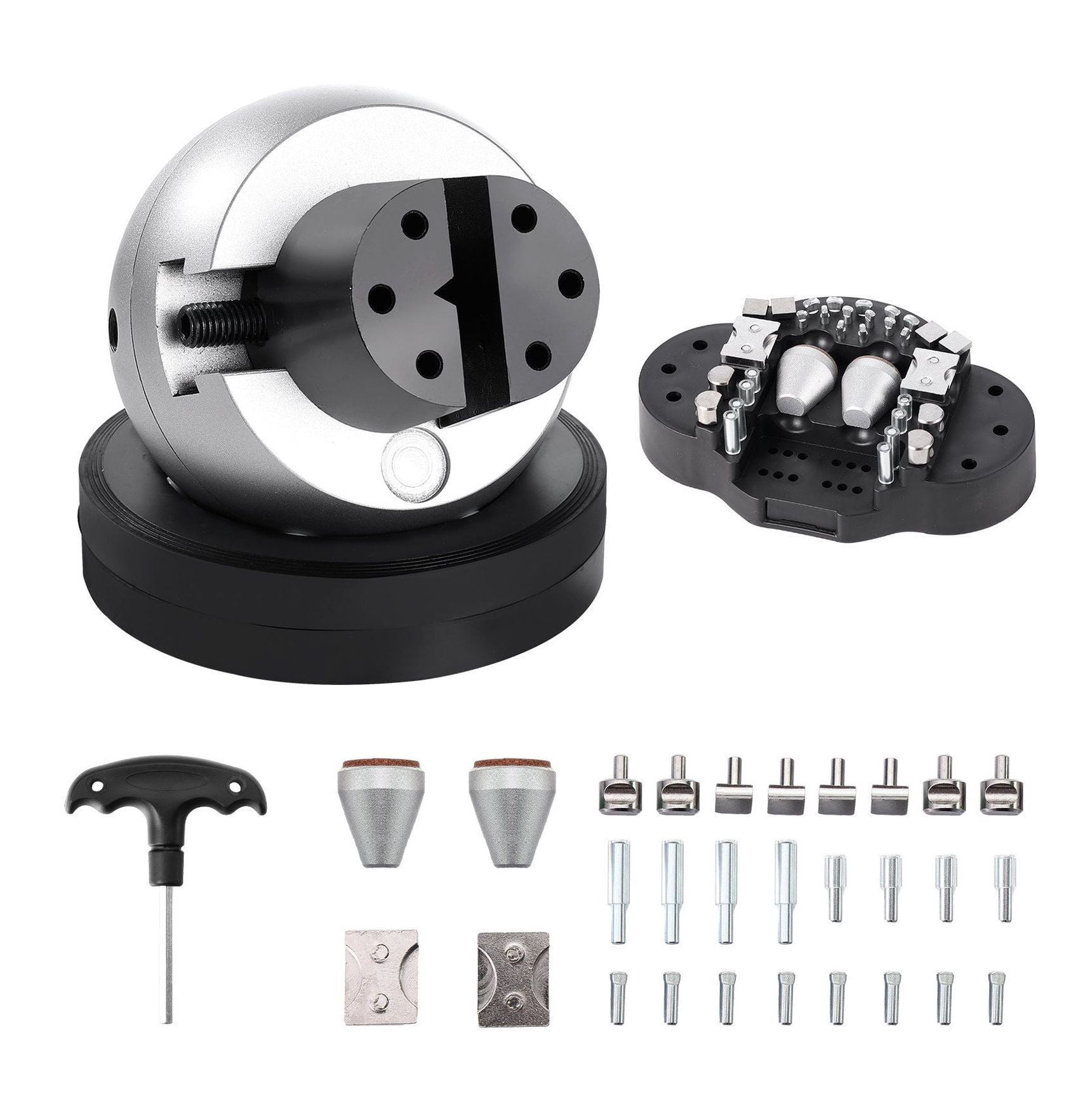 5 Inch Ball Vise Engraving Tool - 360° Rotation Jewelry Vise with 34 Attachments - Precision Engraving Setting Block for Gemstones, Rings & DIY Crafts