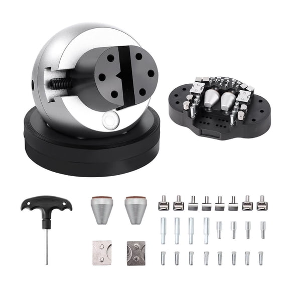 5 Inch Ball Vise Engraving Tool - 360 Rotation Jewelry Vise with 34 Attachments - Precision Engraving Setting Block for Gemstones, Rings & DIY Crafts