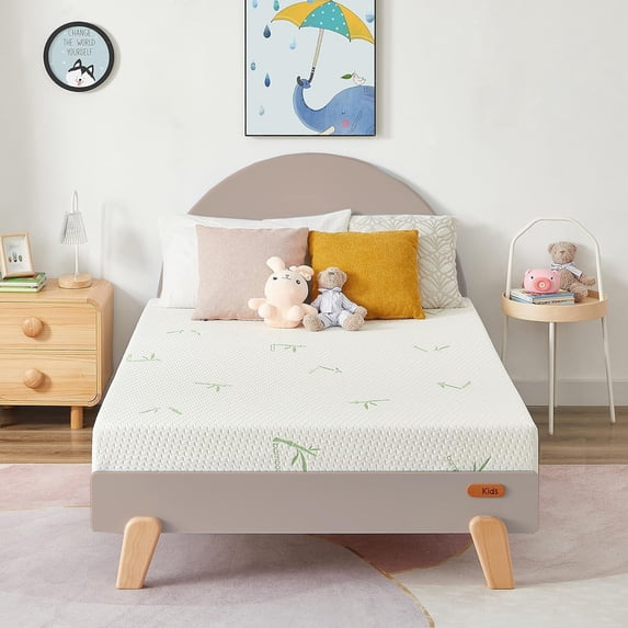 5 Inch Bamboo Memory Foam Mattress,Twin Size, Medium-Firm Bed Mattress with Bamboo Cover, Breathable Gel Mattress, Pressure Relief, in a Box for Bunk Bed, Trundle Bed, CertiPUR-US Certified