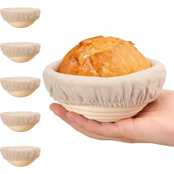 5 Inch Banneton Bread Proofing Basket Set of 6, Mini Sourdough Baking Supplies, Small Baskets for