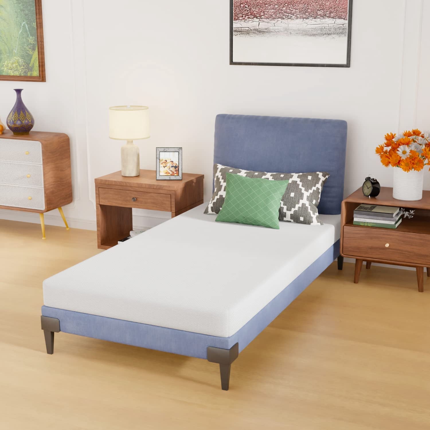 5 Inch Base Foam Mattress Medium Firm Mattresses CertiPUR-US Certified Bed-in-a-Box Pressure Relieving Twin Size,White