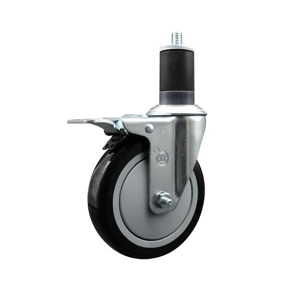 5 Inch Black Poly Swivel 1-5/8 Inch Expanding Stem Caster Total Lock Brake SCC