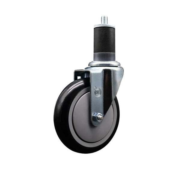 5 Inch Black Poly Wheel Swivel 1-5/8 Inch Expanding Stem Caster SCC