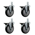 thumbnail image 1 of 5 Inch Black Poly Wheel Swivel 3/4 Inch Square Stem Caster Set with Brake SCC, 1 of 2