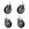 thumbnail image 1 of 5 Inch Black Poly Wheel Swivel 5/8 Inch Threaded Stem Caster Set 2 Brakes, 1 of 2
