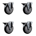 thumbnail image 1 of 5 Inch Black Poly Wheel Swivel Bolt Hole Caster Set with Posi Lock Brakes SCC, 1 of 2