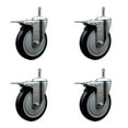 thumbnail image 1 of 5 Inch Black Polyurethane Swivel 7/16 Inch Stem Caster Set with Total Lock Brake, 1 of 2
