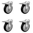 thumbnail image 1 of 5 Inch Black Polyurethane Swivel Bolt Hole Caster Set with Total Lock Brake SCC, 1 of 2