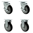 thumbnail image 1 of 5 Inch Black Polyurethane Swivel Top Plate Caster Set with 2 Brakes 2 Rigid SCC, 1 of 2