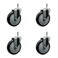 thumbnail image 1 of 5 Inch Black Polyurethane Wheel Swivel 7/16 Inch Grip Ring Stem Caster Set SCC, 1 of 2