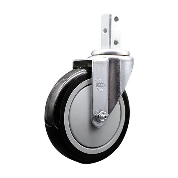 5 Inch Black Polyurethane Wheel Swivel 7/8 Inch Square Stem Caster SCC